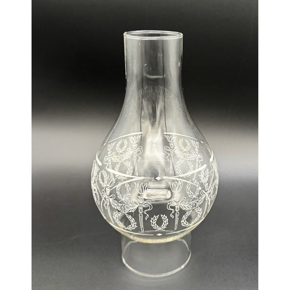 The Unbranded Brand Other - Oil Lamp Clear Glass Replacement Chimney Wheat Flame Etched